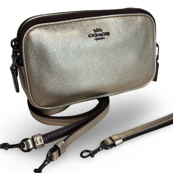 Coach Camera Bag Convertible Clutch Sadie Pebble Leather Cross Body Gold | 59952 - Picture 7 of 15